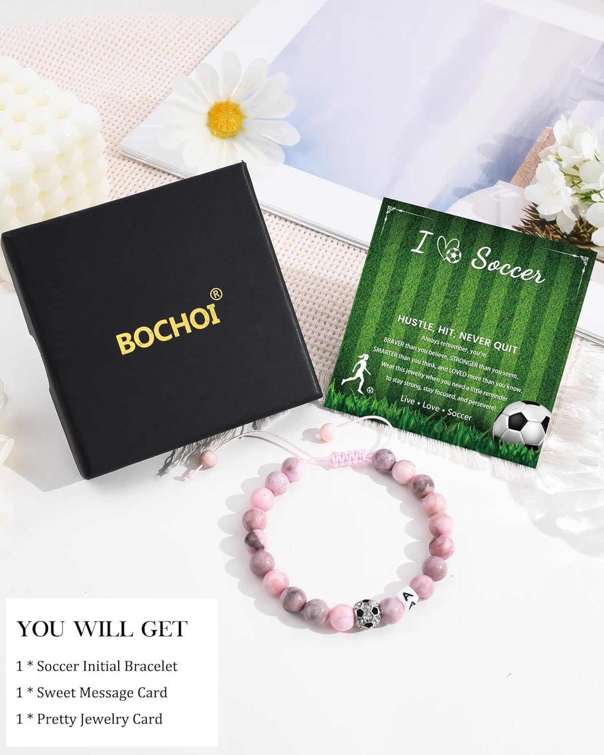 BOCHOI Soccer Gifts for Teen Girls Soccer Initial Bracelet for Girls Women Soccers Stuff Accessories Bracelets Christmas Birthday Gifts for Soccers Players Fans Team Daughter Coach Friends - Image 7