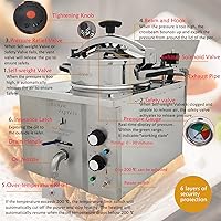 Vista 3 de Freidora eléctrica a presión de 16 litros, freidora de pollo de alta presión de 110 V con características de seguridad, freidora de encimera