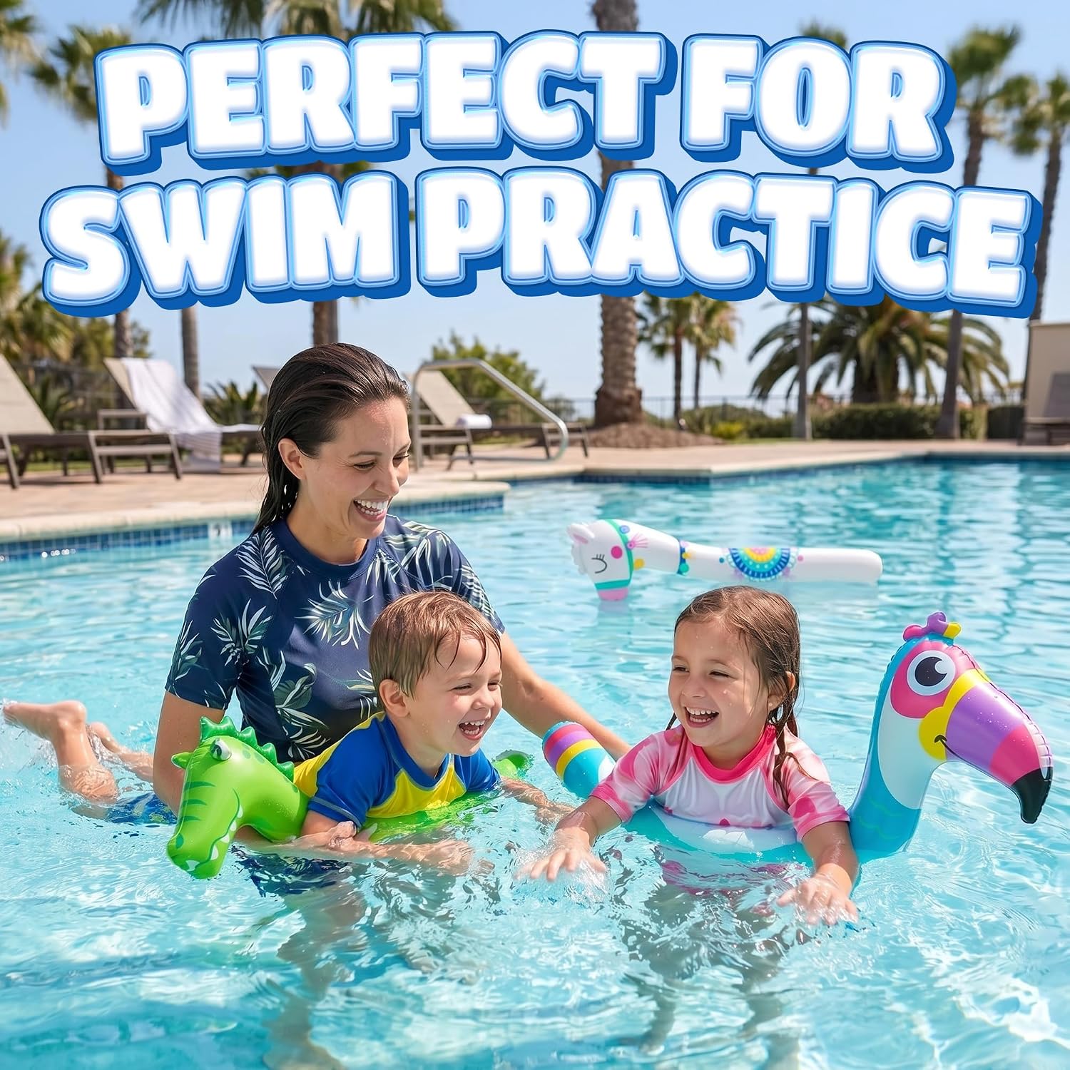 45-Inch Inflatable Pool Noodles, 3-Pack Kids Pool Floats for Beach & Travel image 5