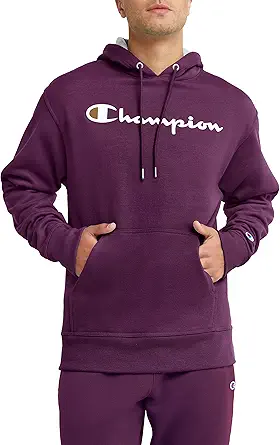 Champion Men'S Hoodie, Powerblend, Fleece Men'S Hoodie, Comfortable Men'S Sweatshirt, Script Logo (Reg. Or Big & Tall)