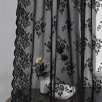 Amazon.com: Kotile Black Lace Curtains 108 Inches Long