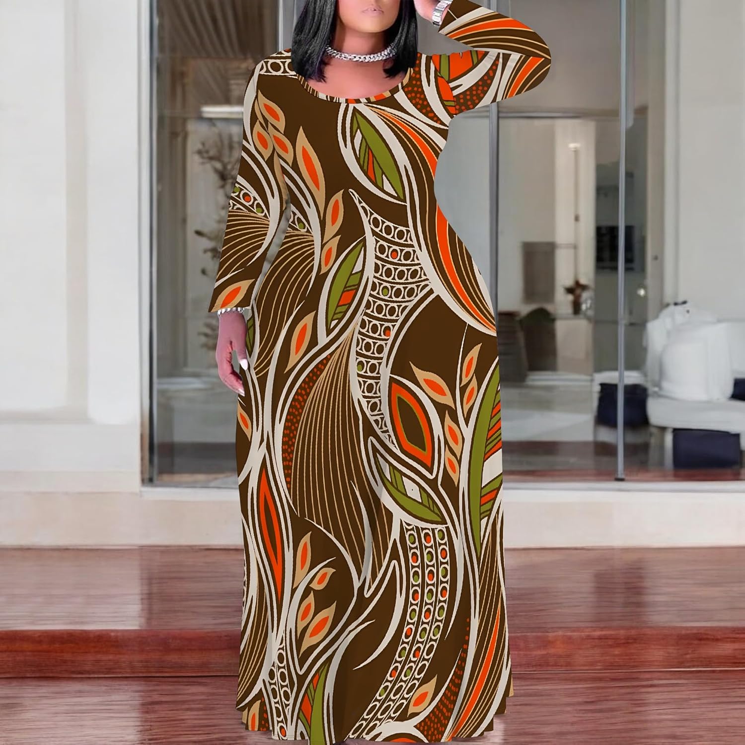 Plus Size Maxi Long Dress Sexy Outfits for Women Printed Loose Cute Dress - Image 3