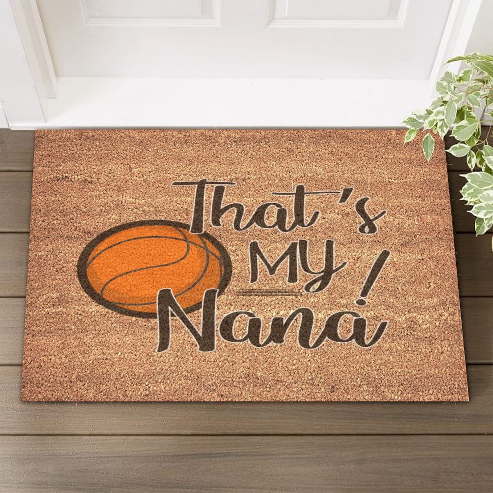 UanMere That's My Nana Grandma Womens Basketball Nana Coir Mat Weather Resistant Doormat Indoor Entrance Indoor Outdoor Welcome Front Entrance Doormat Custom Basketball Themed Welcome Mat 16x24in
