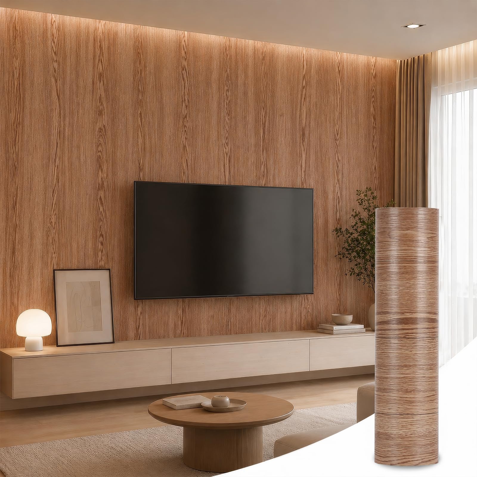 Zevrang Self Adhesive Wallpaper, Sticky Back Plastic Roll 40x300cm, Wood Effect Vinyl Wrap, Waterproof Removable Peel and Stick Wallpaper for Kitchen Bedroom Wall Wardrobe (Dark Oak (Wood Grain))