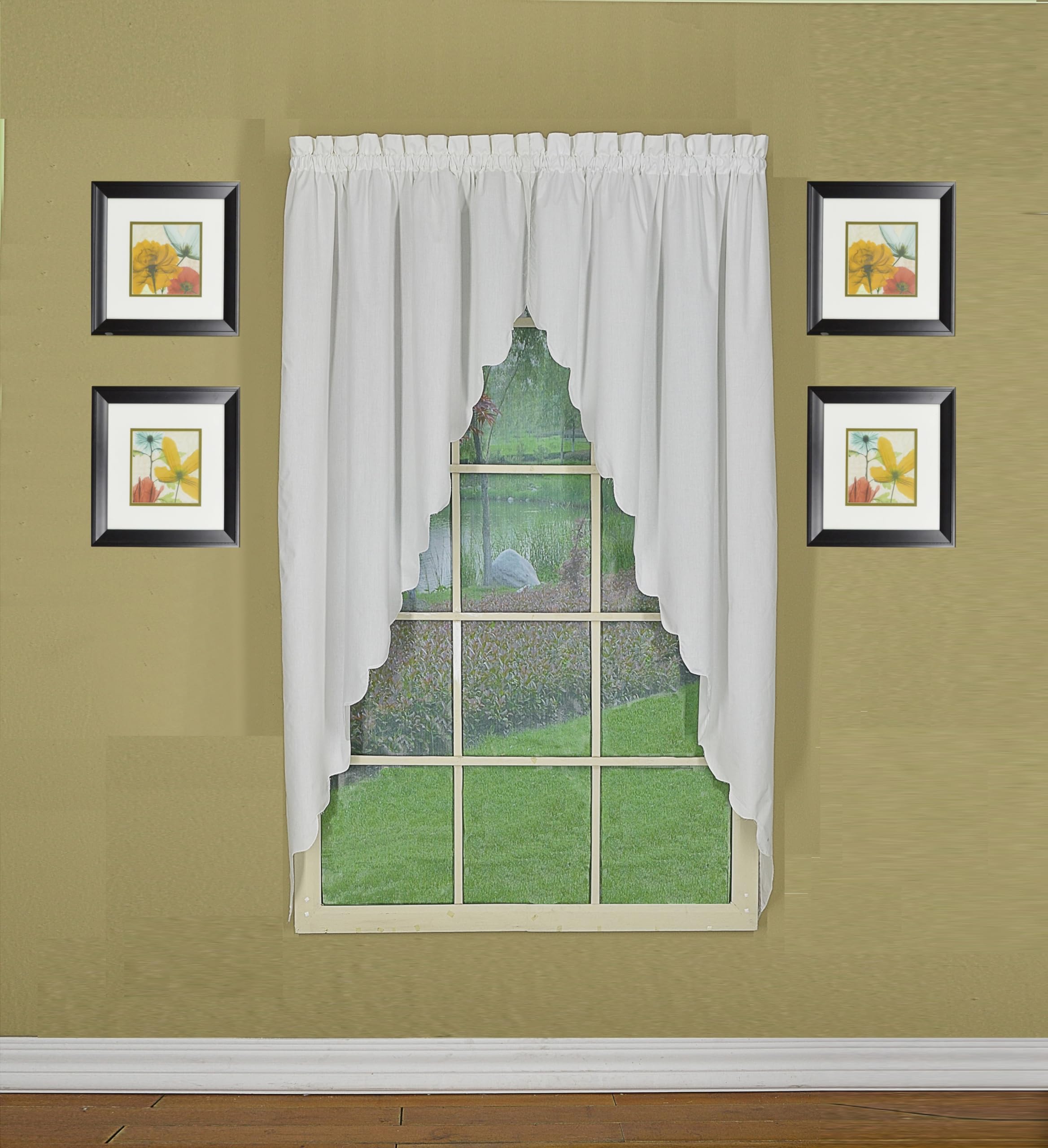 Today's Curtain Swagger Pair, White, 80" W x 63" L (Pack of 1), W 80" x L 63" (1 Panels)