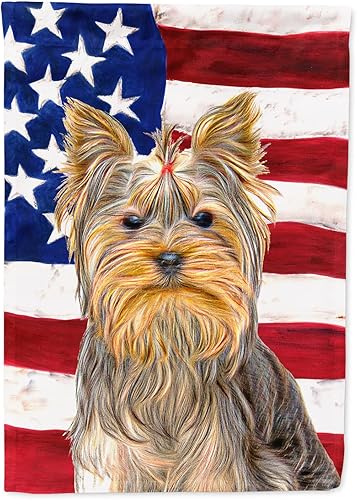 Miniatura 238 de Caroline's Treasures SS4017GF Bandera de Estados Unidos con Bulldog Inglés para jardín, bandera decorativa para patio exterior, patio, parterres,