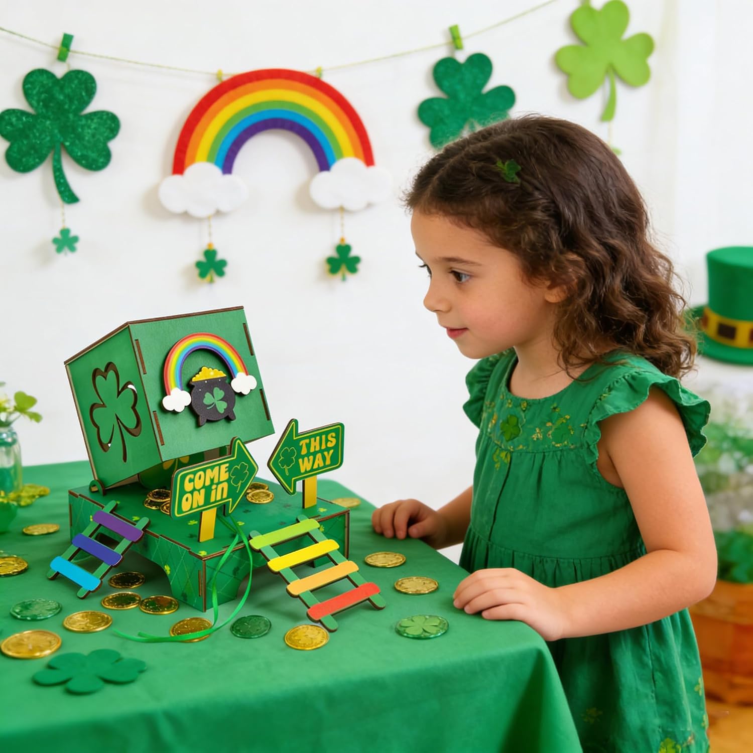 Asekonc St Patrick's Day Leprechaun Trap Kit for DIY St. Patrick's Day Wood Craft Leprechaun Kit to Make A Trap to Catch A Leprechaun, St Patricks Day Decorations Toys Gifts