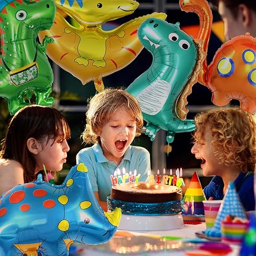 Miniatura 4 de Globos de dinosaurio, 9 globos de aluminio de dinosaurio bebé, globos gigantes de dinosaurio de Mylar para decoración de fiesta de cumpleaños, baby