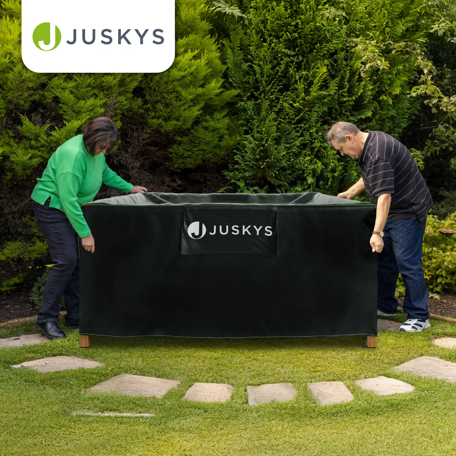 Juskys Gartenmöbel Abdeckplane CoverSafe Pro 300x200x90 cm - winterfest & wasserdicht - Schutzhülle für Gartentisch, UV-Schutz, Abdeckhaube Gartentisch