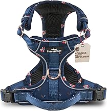 Freudentier Dog Harness, Exceptionally Elegant, Breathable Padding, Absolutely Secure Fit, Chest Harness for Large Medium and Small Dogs