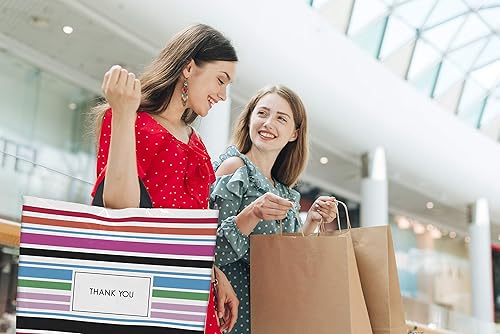 Miniatura 4 de Thank You Bags for Business - Bolsas de plástico a rayas de 18 x 18 pulgadas paquete de 50 bolsas de compras para boutique con asa de bucle suave 18