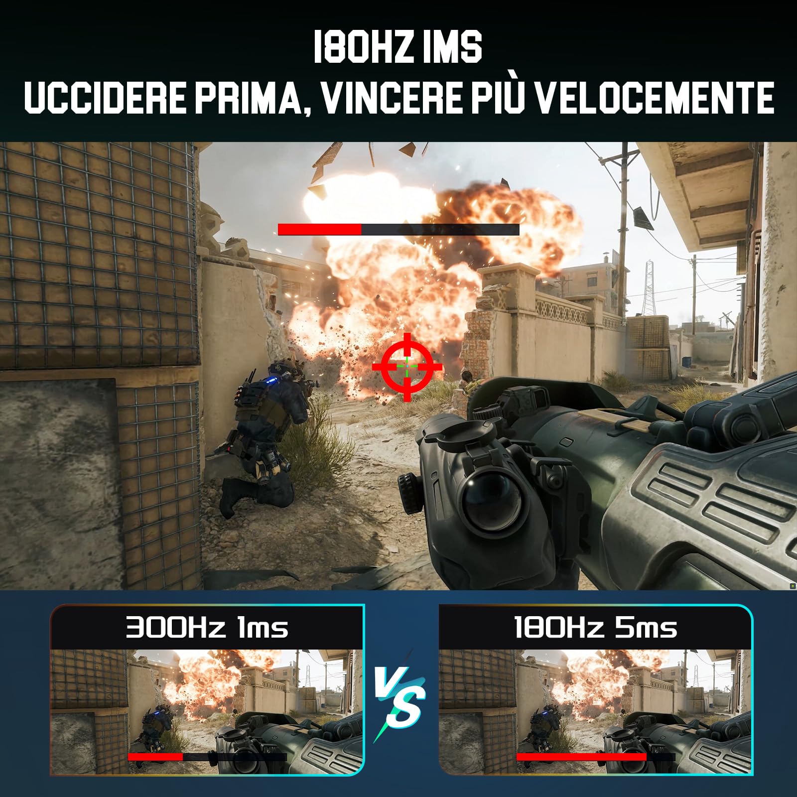 Minifire Monitor Gaming 24.5 Pollici 300Hz, 1ms, Full HD Schermo Senza Cornice, IPS Pannello, Adaptive Sync, HDR, Eye-Care, HDMI2.0 & DisplayPort1.4, VESA75x75, 178°, -5°–15° Inclinazione Regolabile