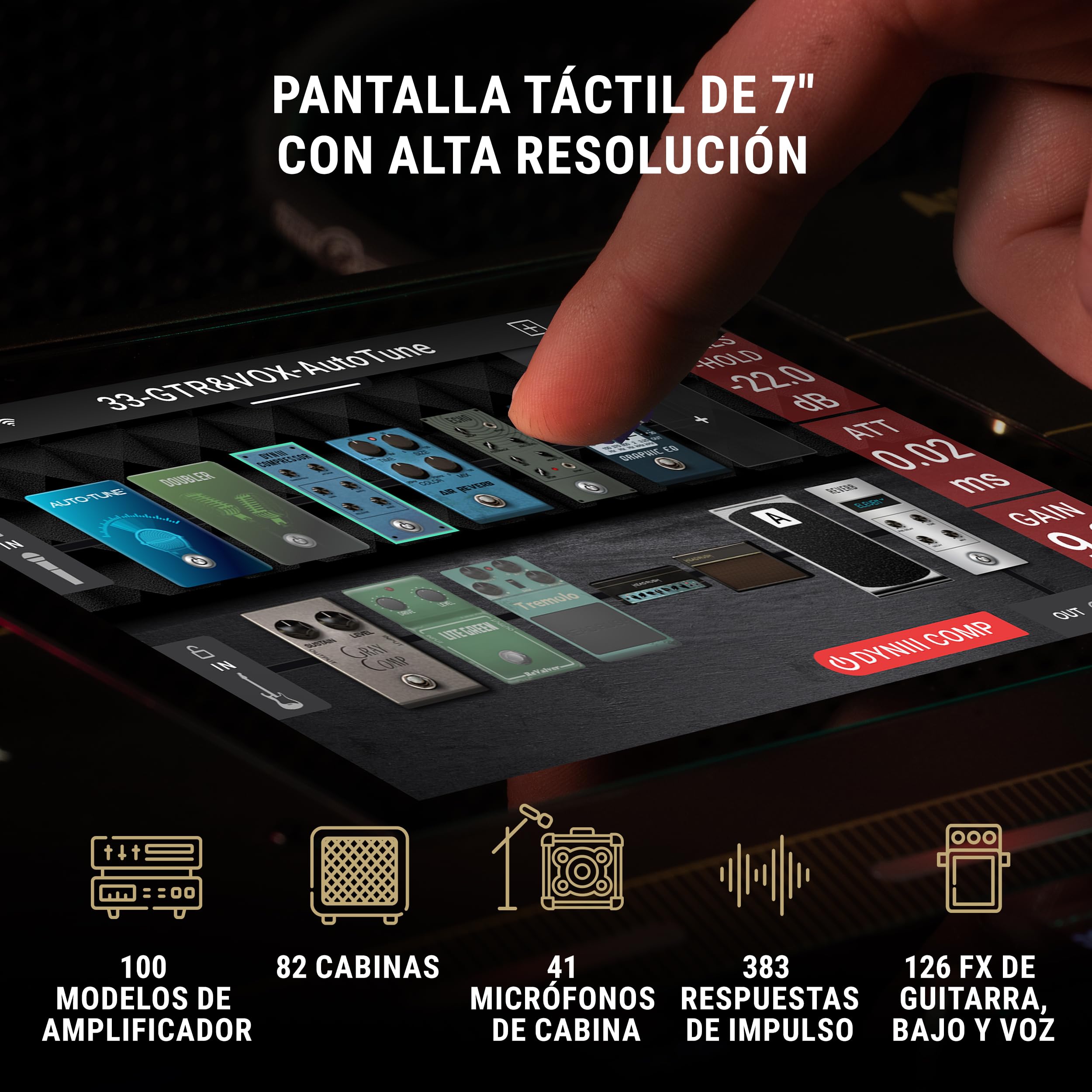 HeadRush Prime Pedal Multiefectos para Guitarra Eléctrica y Voz | Procesador Multiefectos con Clonador de Amplis, Looper, Auto-Tune, Wi-Fi, Bluetooth, Pantalla Táctil, Caja de Ritmos