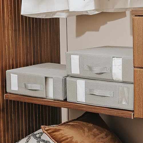 Miniatura 7 de DIMJ Organizador de sábanas y almacenamiento de 6 unidades, organizador plegable de almacenamiento de sábanas para armario de lino, organizador de