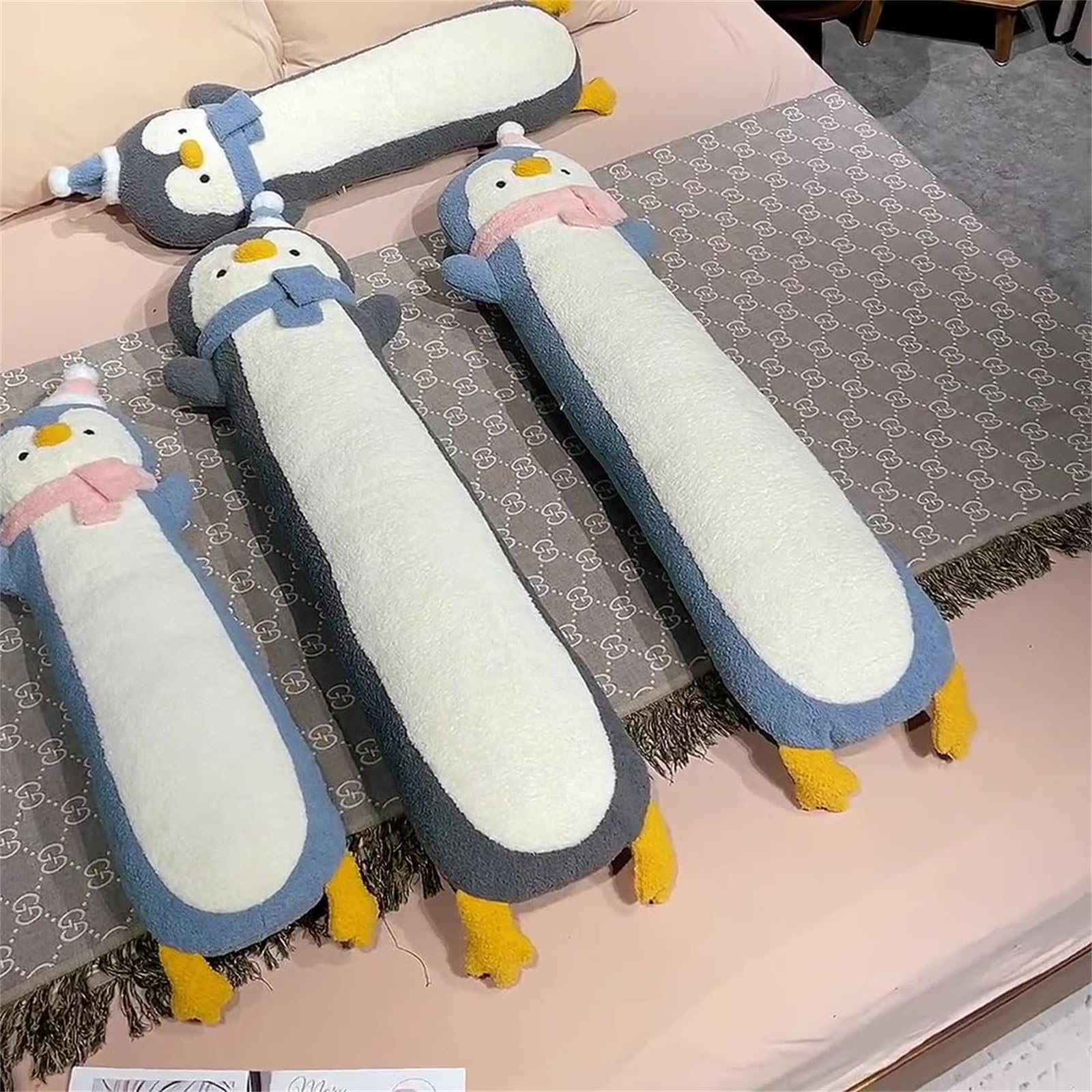 Langer Pinguin Plüsch Kissen,Seitenschläfer Kuscheltier,Plüsch Pinguin Kuscheltier Kissen,Cartoon Weiches Nackenkissen Puppen, Niedliche Schlafkissen Geschenke Für Kinder (120cm,Grau)