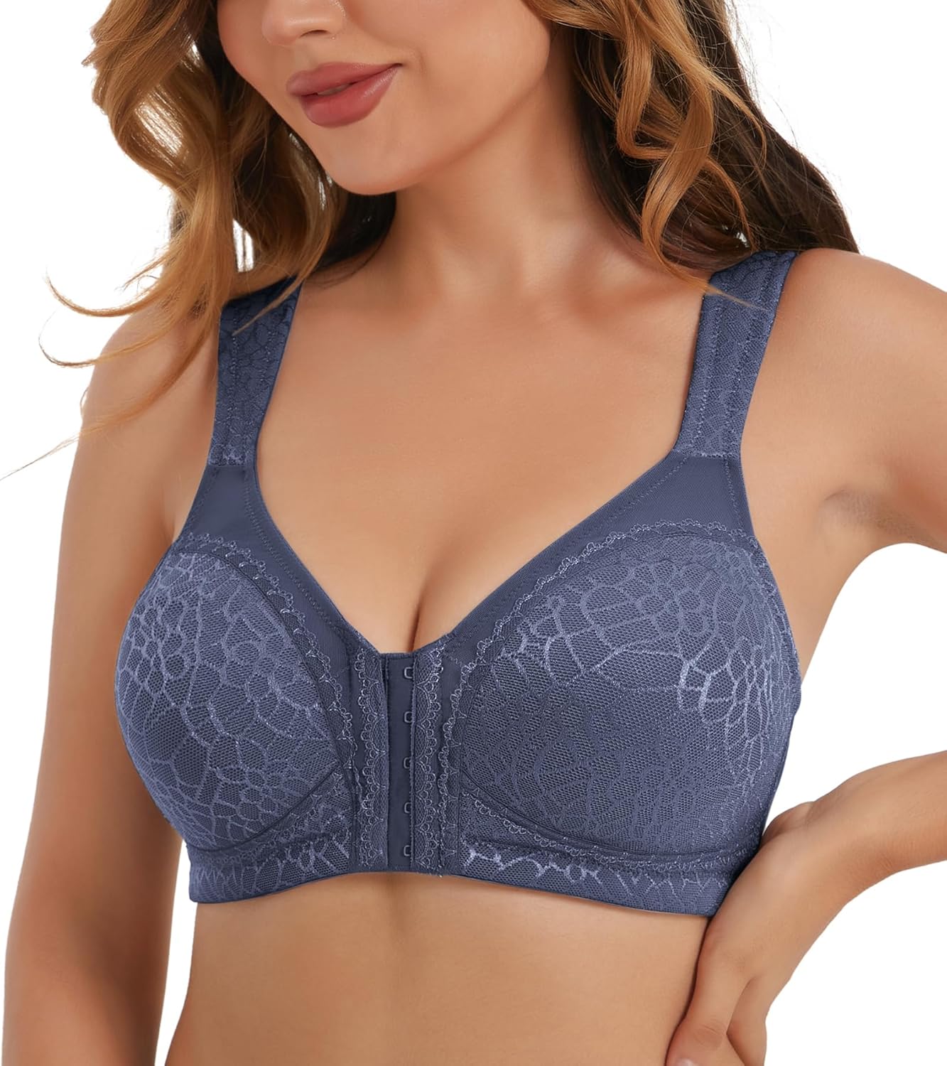 HACI Women's Front Closure Posture Bra Full Coverage Back Support Wirefree Unpadded - Image 6