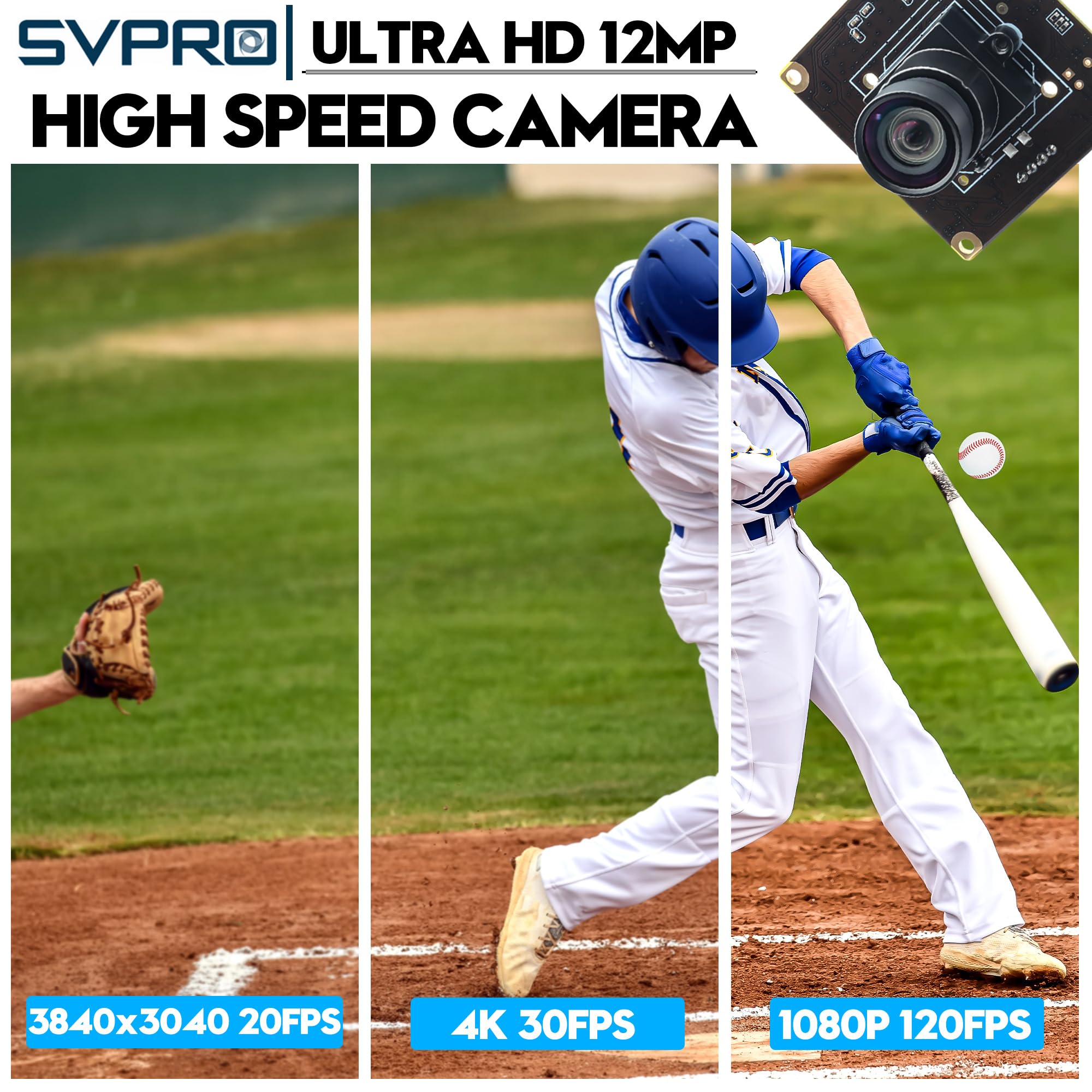 SVPRO Modulo Fotocamera USB Da 12 MP, Fotocamera Lightburn 4K 30 FPS, IMX577, 1080p 120 FPS, Obiettivo M12 Con Messa A Fuoco Manuale, UVC Per Computer, Laptop, Linux, Android