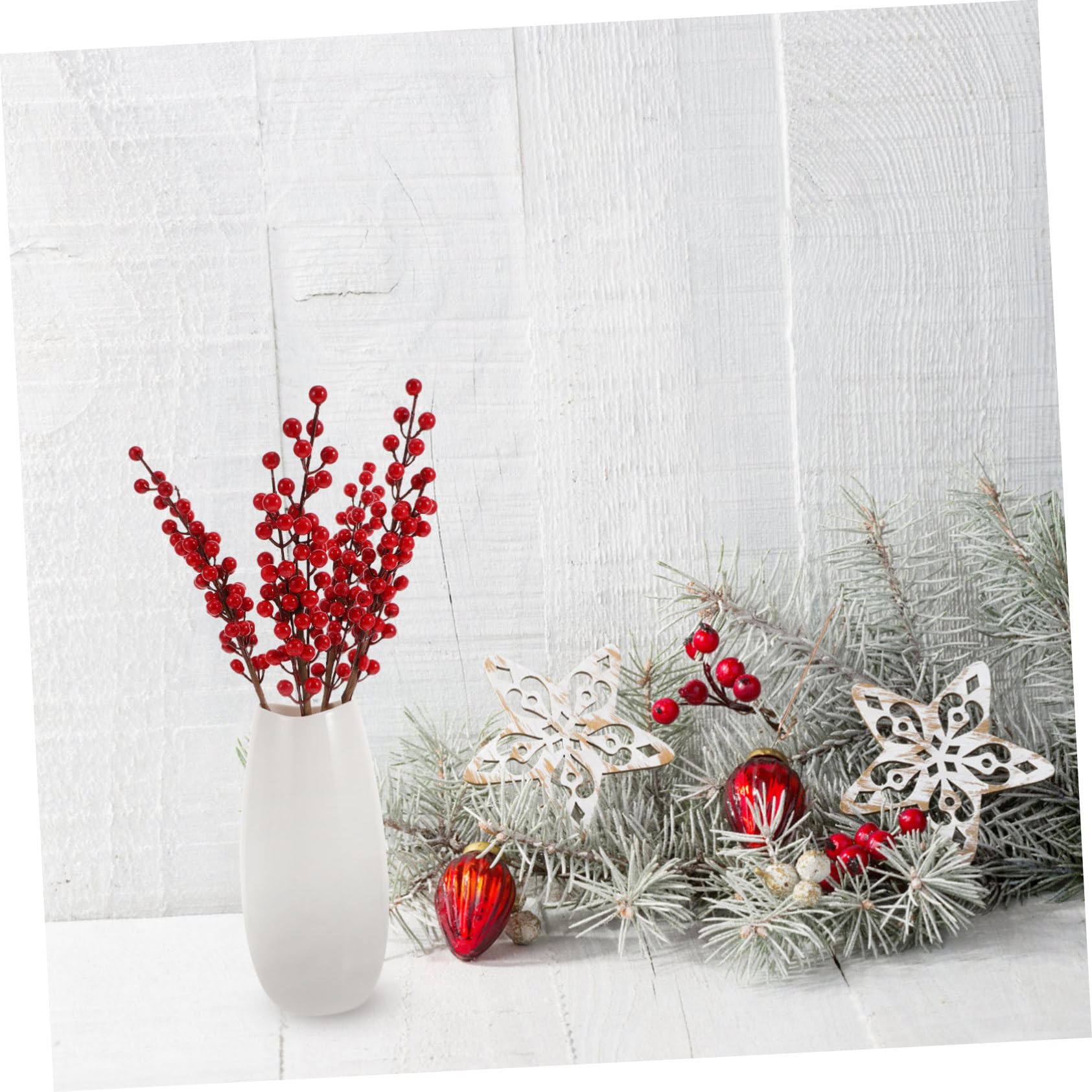 ABOOFAN 16pezzi Ramo Bacche Natalizie Artificiali Per Decorazioni Natalizie e Composizioni Fiori Imitazione Bacche Rosse Per Atmosfera Festiva e Arredamento Casa