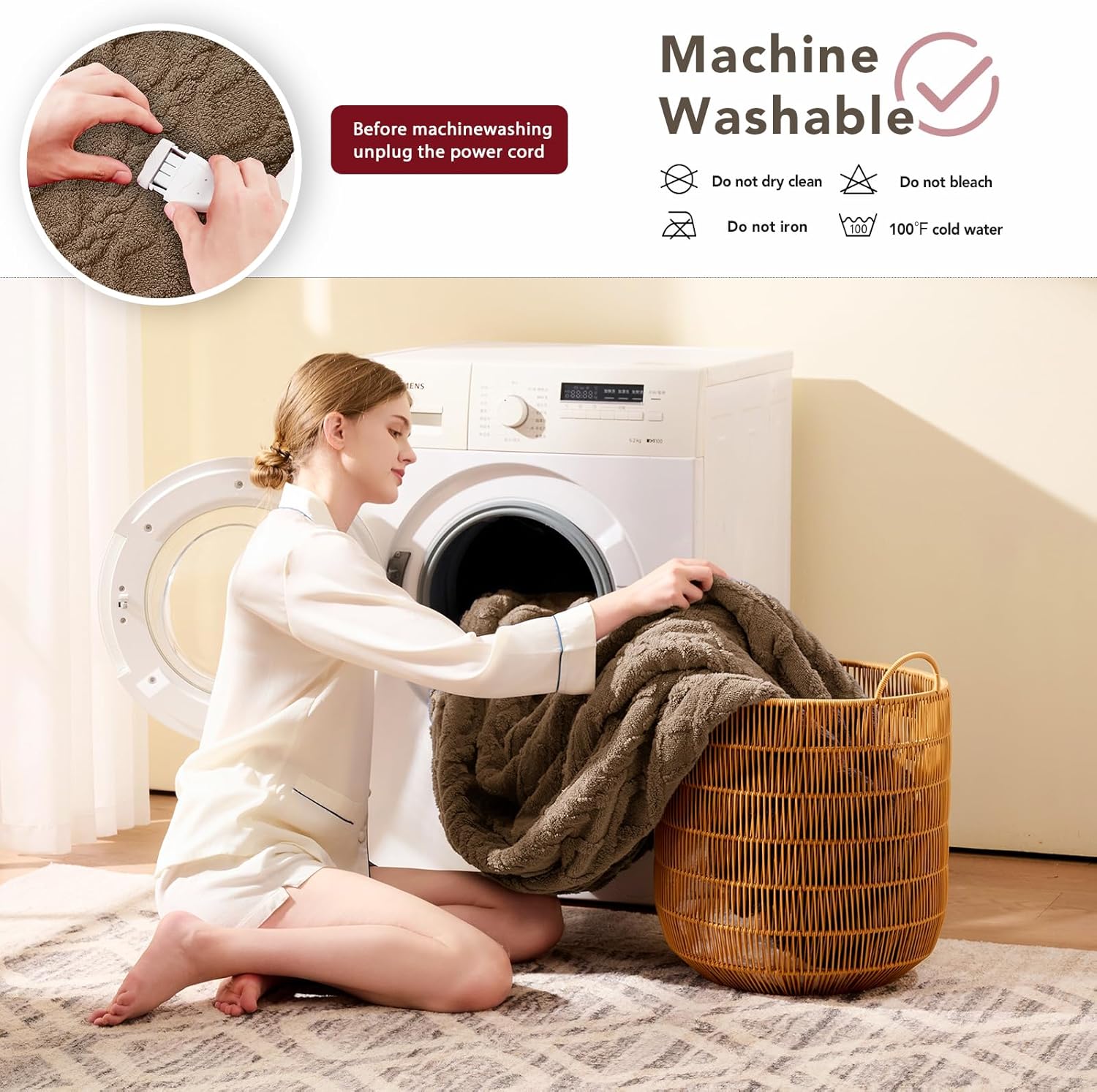 Heated Electric Blanket Queen Size-84"x90" Heating Blanket with 10 Heating Levels & 5 Time Settings Over-Heat Protection，Winter Warmer for Adults with ETL Certification（Beige） - Image 8