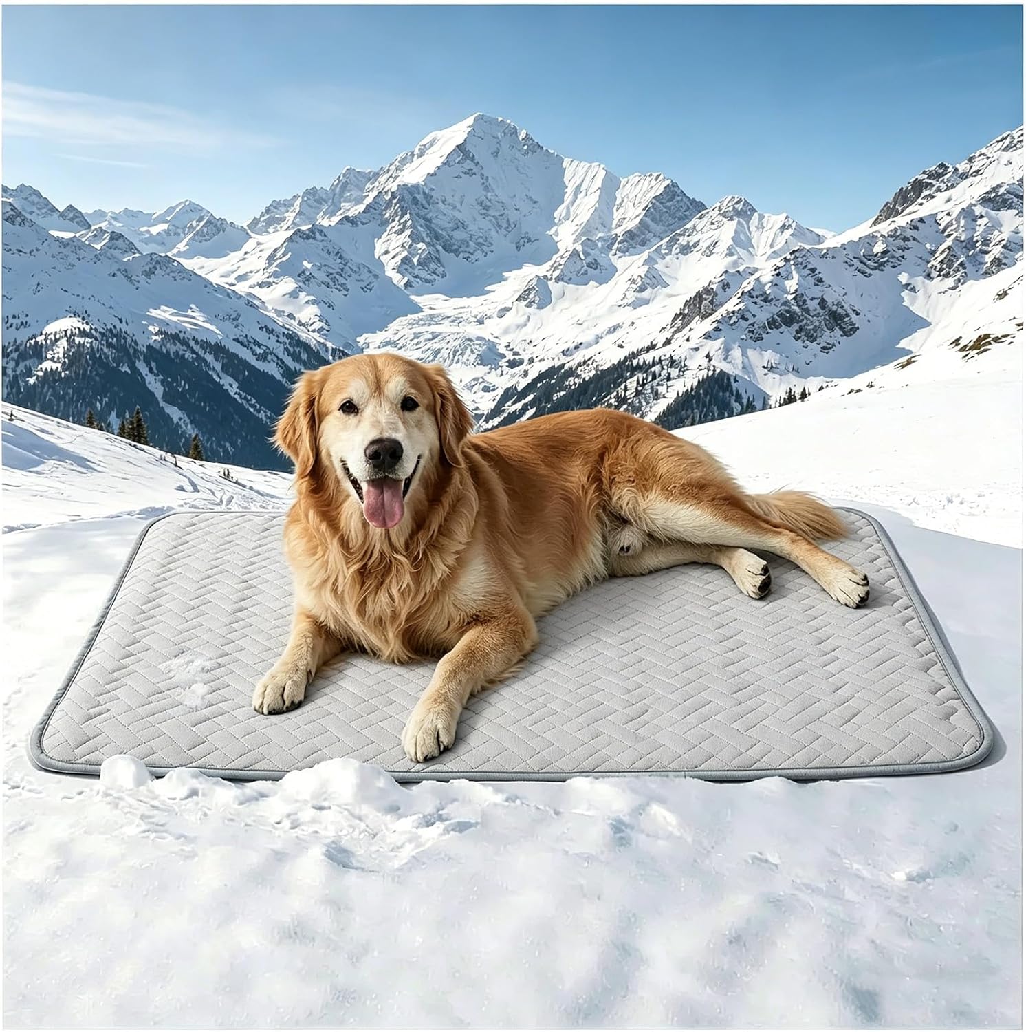 UBIETY Premium Dog Cooling Mat, Non-Slip Self-Cooling Pad for Small & Large Pets, Portable Indoor & Outdoor Kennel Bed, Washable Summer Crate & Couch Pad (Blue, Medium)