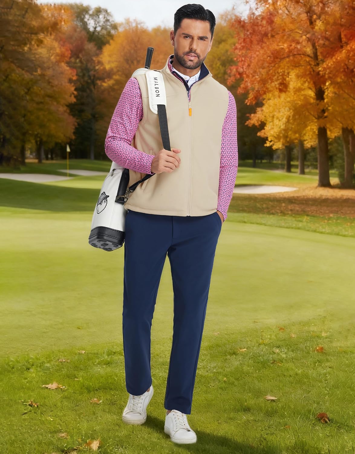 M MAELREG Men's Golf Vest Reversible Fleece Vest Outerwear Windproof Lightweight Warm Softshell Sleeveless Jacket for Men