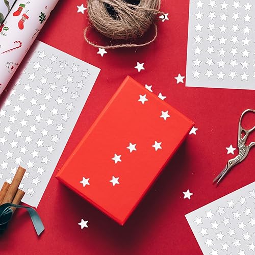 Miniatura 4 de Paquete de 2160 calcomanías pequeñas de estrella plateada, calcomanías de recompensa de 0.3 pulgadas de diámetro para niños, cara, calcomanías