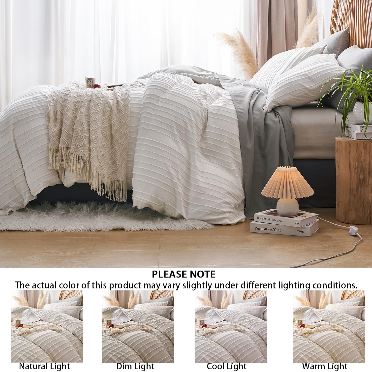 Juego Cama Senville King - 3 Piezas Microfibra - Beige Bohemio - Incluye Funda Edredón Y 2 Almohadas