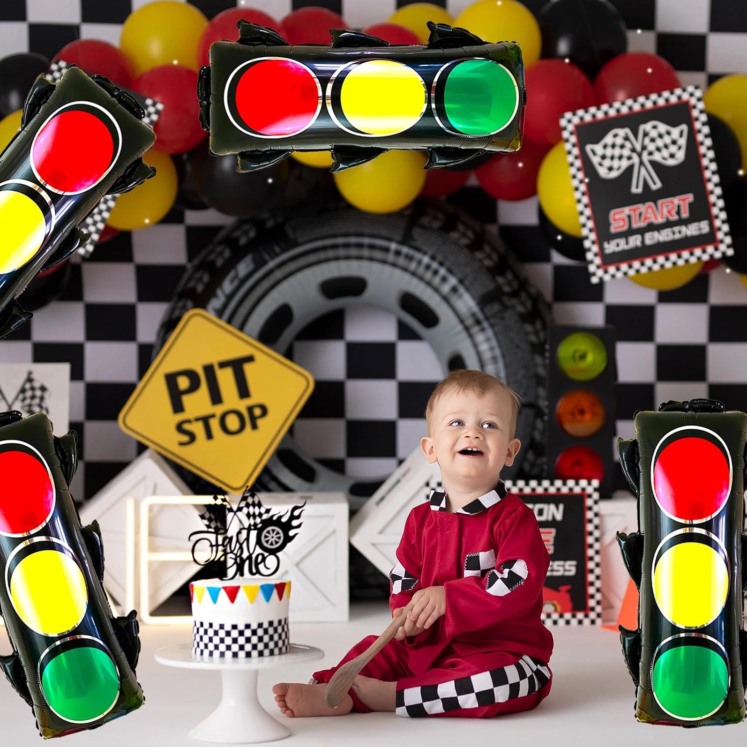 4Pcs Traffic Light Balloons for Race Car Birthday Party Decorations image 5