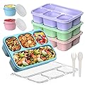 Snackle Box Container, 4-Compartment Bento Lunch Box for Kids Women Men Adults, 44Oz/1300ML Meal Prep Boxes Reusable wit