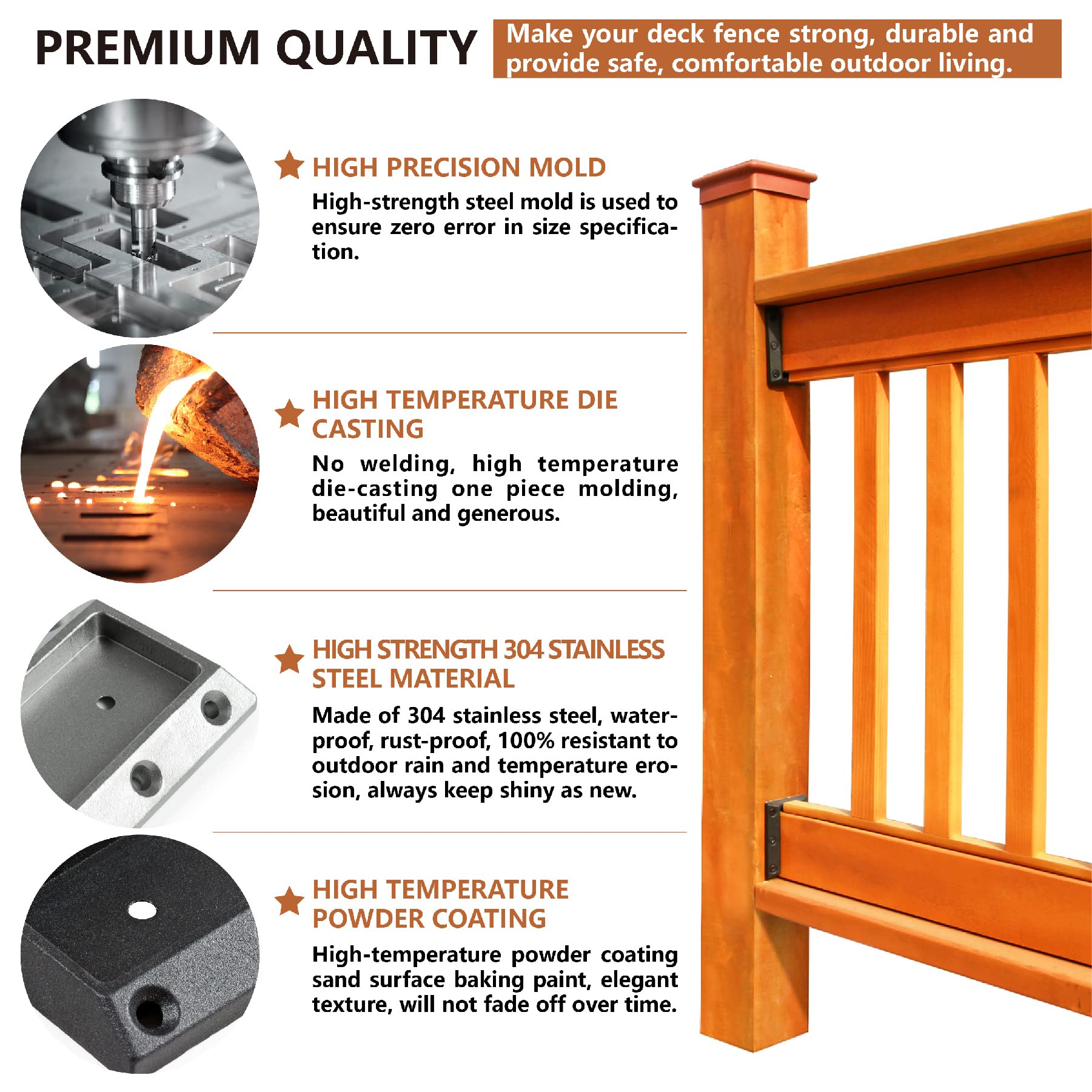 Snapklik.com : Wanhork 304 Stainless Steel Deck Railing Connectors, For 2x4