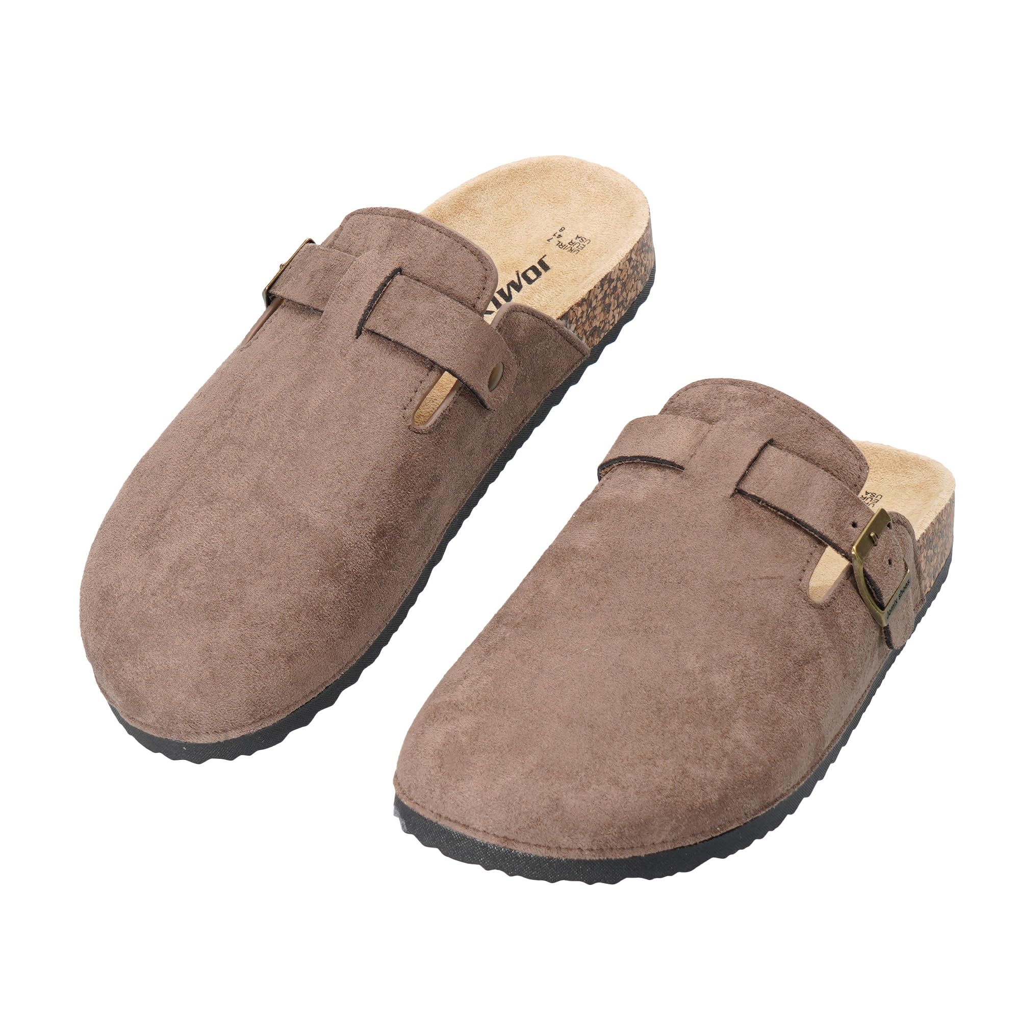 JOMIX Mules et Sabots Homme Chaussons avec Boucle Réglable Pantoufles en Fermé Liège Semelle Chaussures de Jardin Confortable Antidérapants