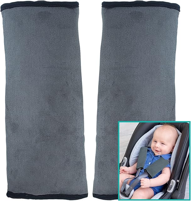 Bebe Style Baby Seat Belt Pads Cover, Car Safety Seatbelt Straps, Soft & Comfortable Shoulder Strap Pad for Toddlers & Kids, Fits Cars and Strollers, 2-Pack
