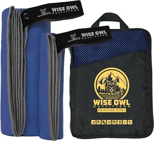 Wise Owl Outfitters Camping Towel - Camping Accessories, Quick Dry Microfiber Towel for Travel, Hiking, Yoga, Workout, and Backpacking, Royal Blue