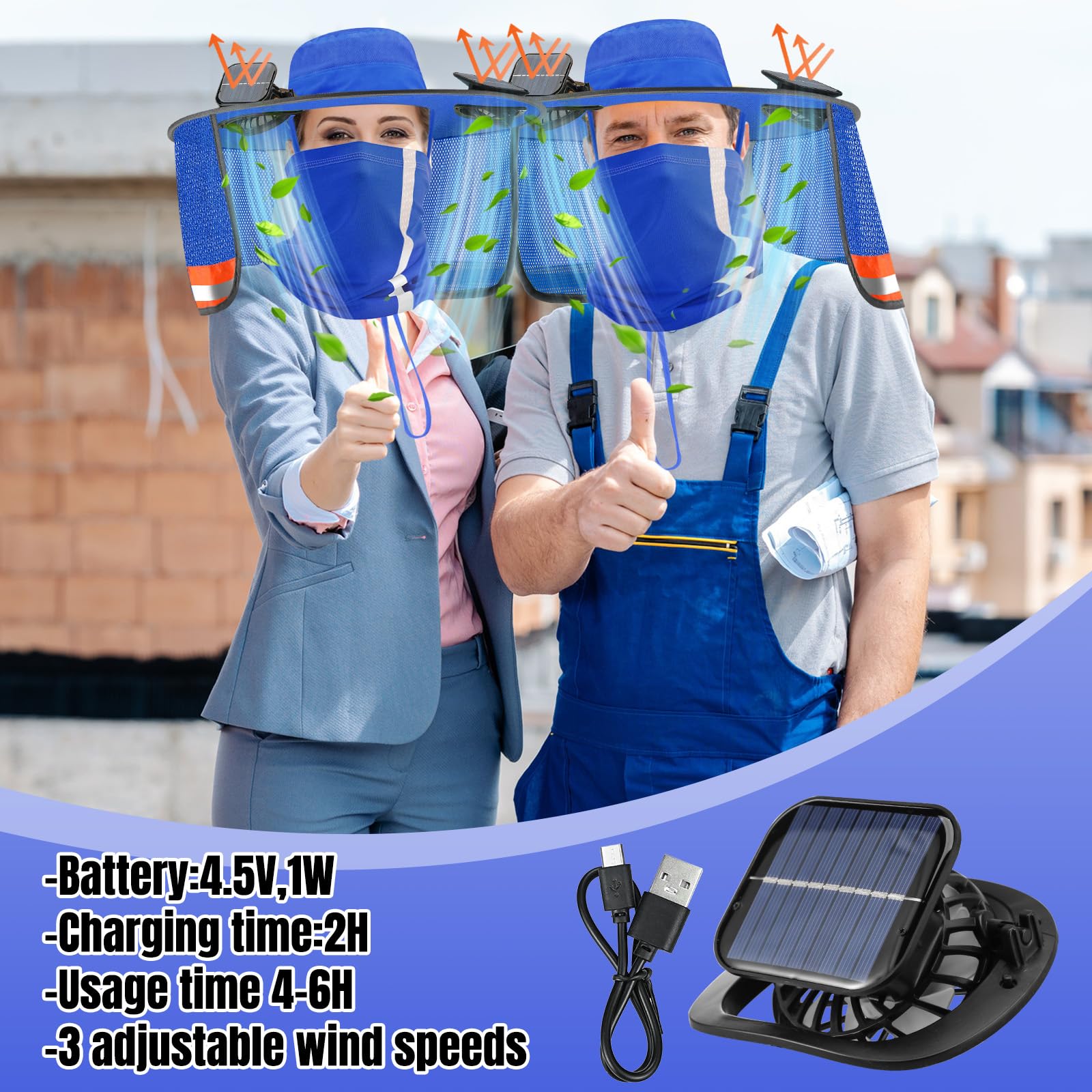 Sombrero de abanico solar para hombres y mujeres, sombrero de pesca de ala ancha con doble potencia, cubierta de cuello de seda de hielo, diseño reflectante