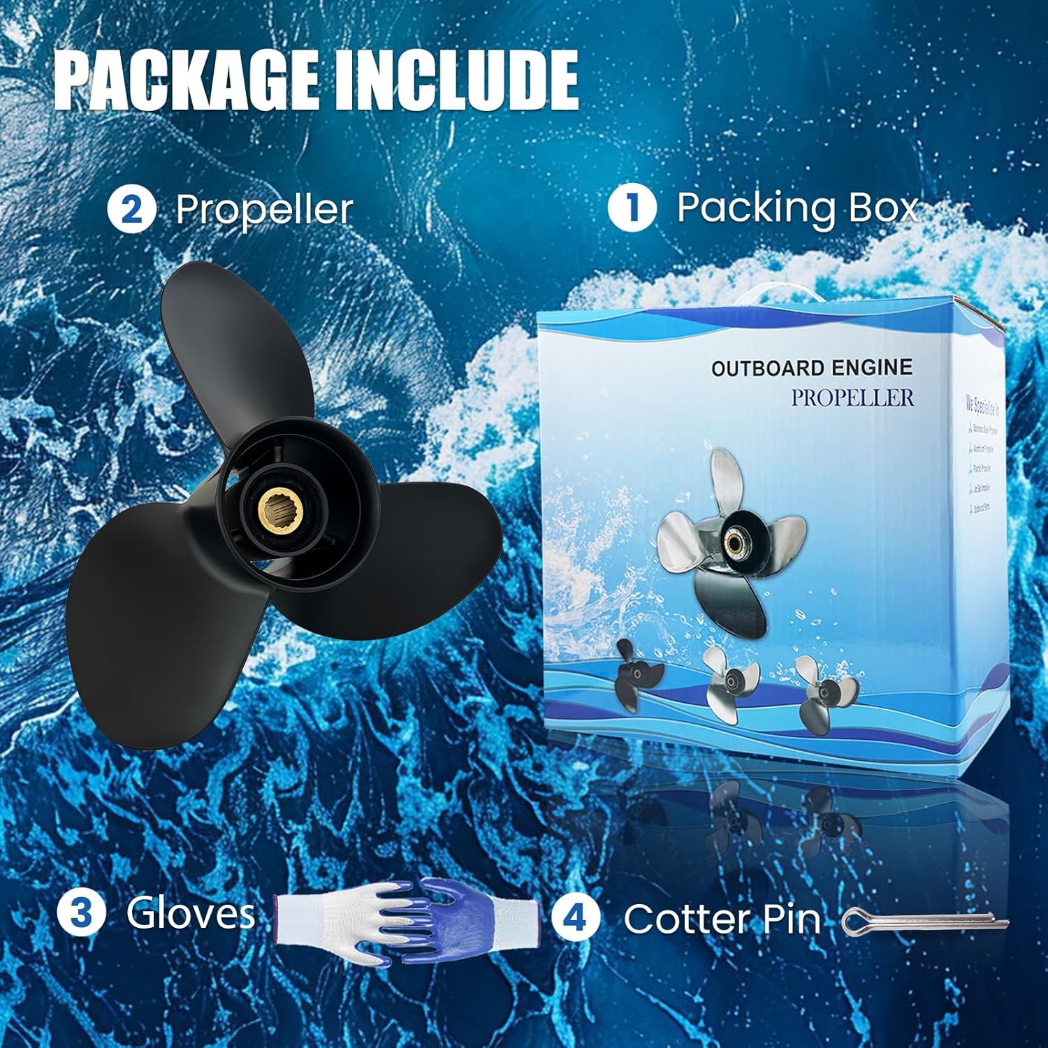 Boat Propeller for Suzuki Outboard Engine Aluminum Propeller 50HP 60HP 70HP 90HP 100HP 115HP 140 HP,13 1/2x15 13 1/4x17 13x19 13 3/4x17 13 3/4x19 13 3/4x21 14x17 14x19,15 Spline Tooth,RH