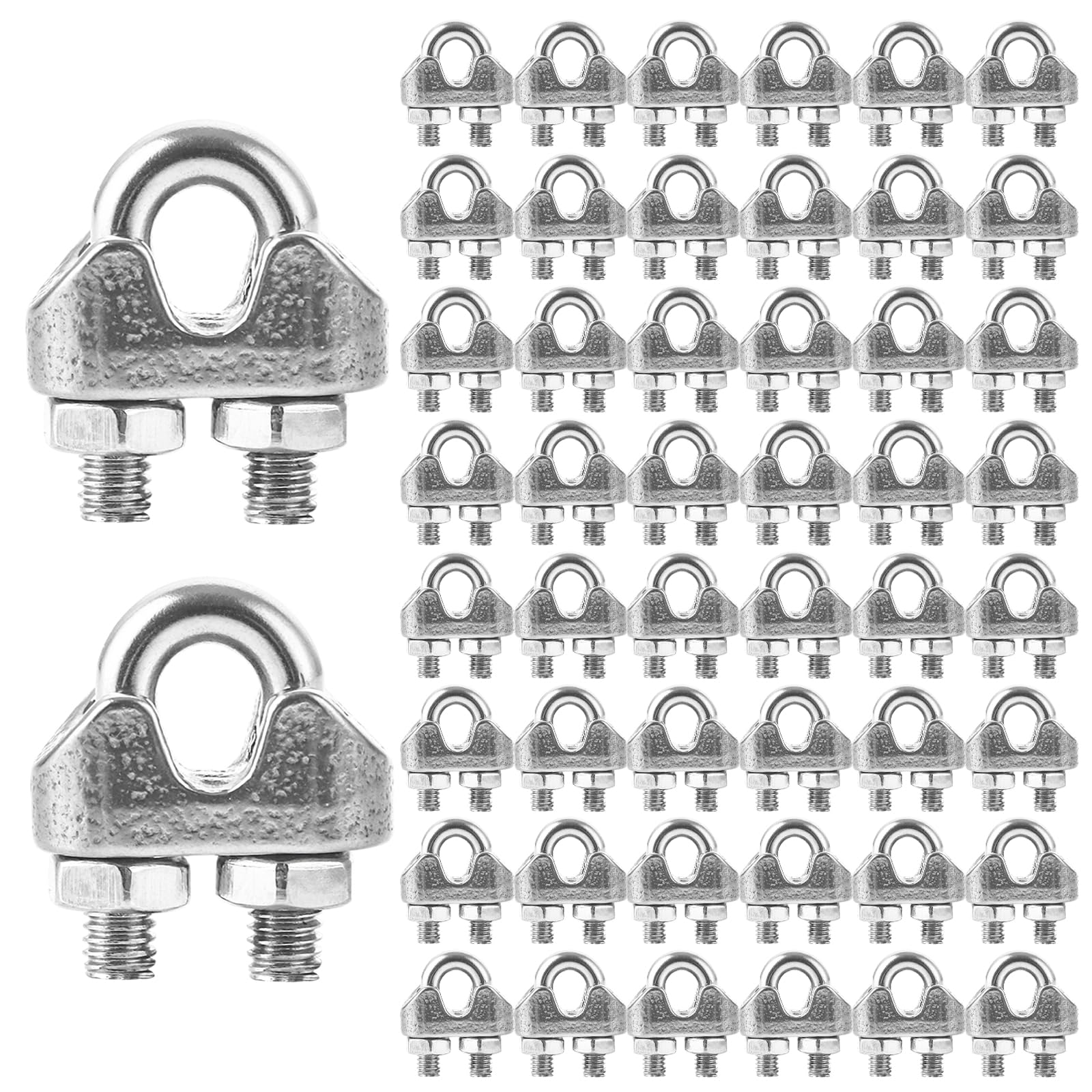 MIVIDE 40pcs Serre Cable Inox 3mm, Serre Cable Acier M3, 3mm Serre-Câbles Etrier U pour Câble Métallique, Fil, Corde