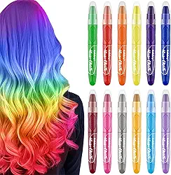Kalolary 12 peças de giz de cabelo temporário - kit de maquiagem para meninas - marcadores de tinta de cor laváveis para meninas presente de 5 6 7 8 9 10 11 12 13 14 anos