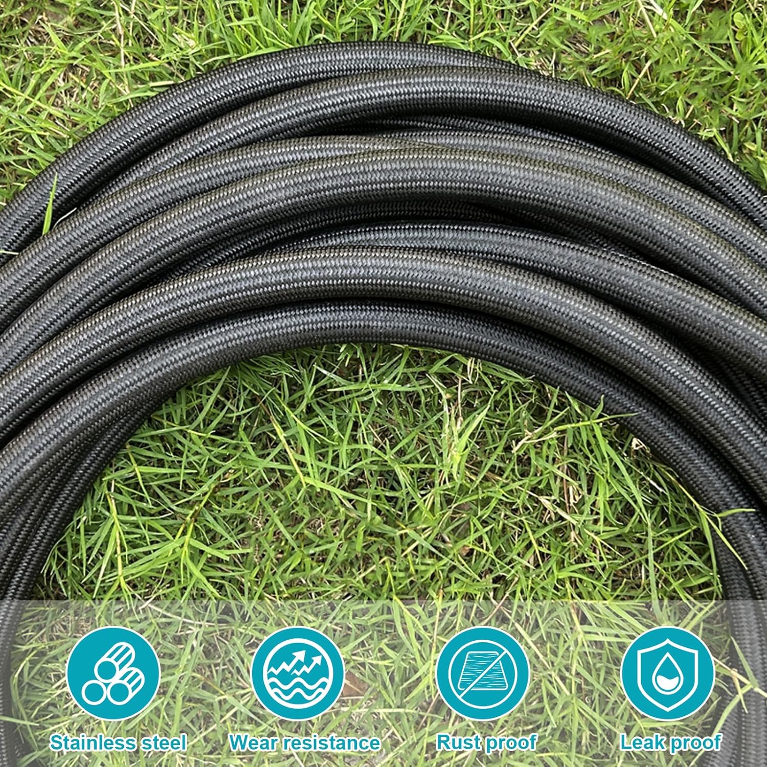 Garden Hose, Portable,Lightweight, Leak-Proof Metal interface,Water Hose for Yard, No-Knots, Wear-Resistant, NON-EXPANDABLE Ultra Lightweight,Sturdy, Flexible, 3/4GHT, Garden (100FT)