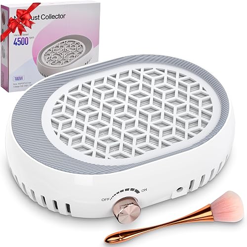 LSNDRGNail Dust Collector 4500RPM, Plug-in Professional Dust Collector for Nail Tech & Nails, Strong Suction Rotary Adjustable Speed, Manicure Pedicure Vacuum Fan for Salon Home Use