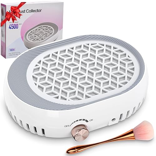 Ukransa Professional Nail Dust Collector with 4500RPM Strong Suction | Adjustable Speed Rotary Knob | Plug-in Continuous Power | Quiet Operation & Washable Filter for Nail Salon & Home Manicure