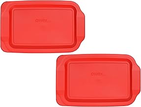 Pyrex 233-PC 3qt Red Food Storage Replacement Lids - 2 Pack (Only Fits The Pyrex 233 Glass Dish NOT Pyrex C-233 Dish)