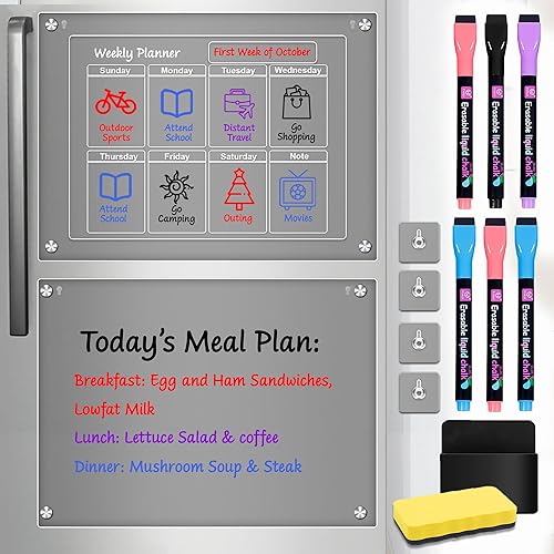 Paquete de 2 calendarios magnéticos para refrigerador, con impresión UV, calendario acrílico mensual y semanal de 16 x 12 pulgadas para refrigerador disponible en Yaxa Guatemala