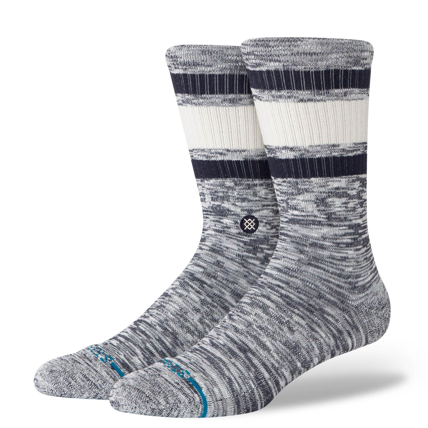 Stance Slub Boyd Crew Socks Heather Grey Striped Calf Socks Medium