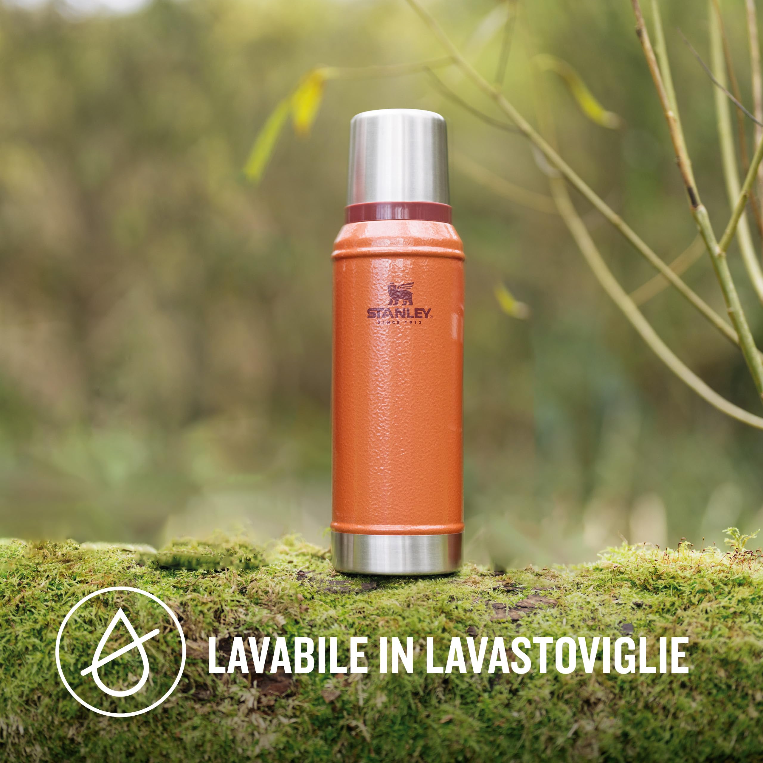 Stanley 1913 Classic Legendary Thermos 0.75L - Hammertone Clay | Mantiene La Temperatura 20 Ore (Caldo/Freddo) - Borraccia Termica 750 ml - Senza BPA - Acciaio Inox - Termos