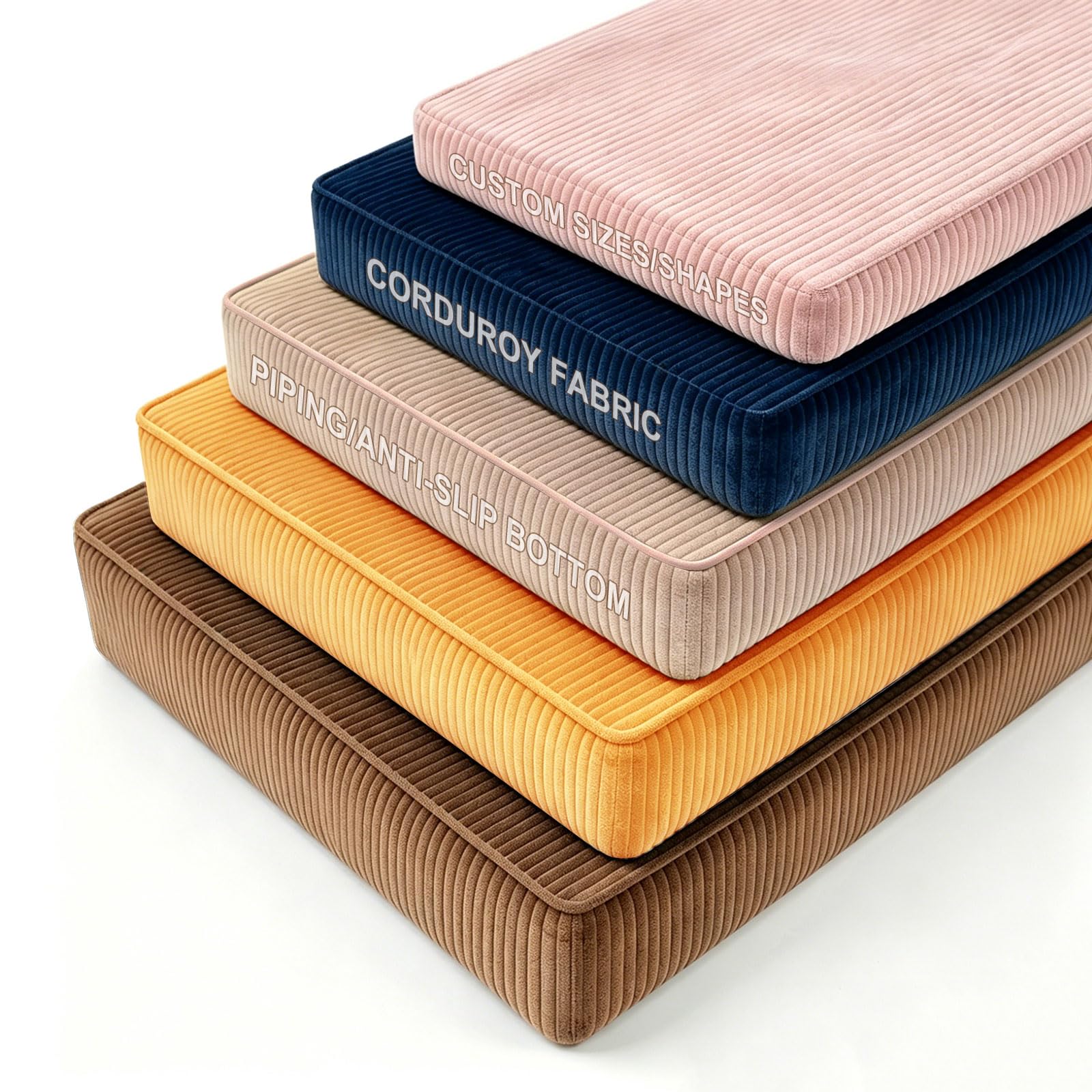 Amieron Custom Bench Cushion, Window Seat Cushion, High Resilience Foam Replacement Cushions for Indoor Outdoor Furniture, Living Room, Kitchen, Patio, Garden, Bench Seat Cushion(Corduroy,Thick 8cm)