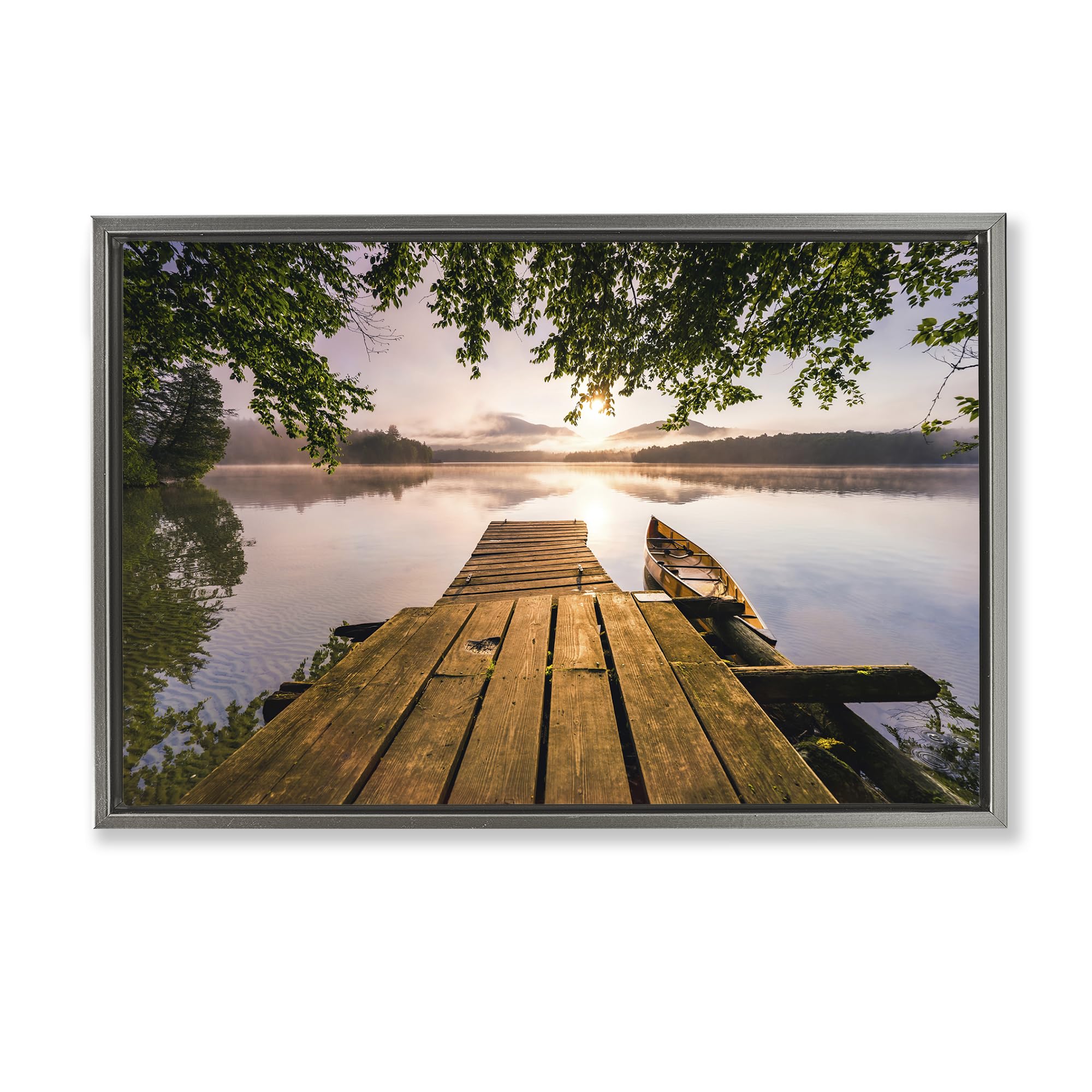 Misty Morning Lake Serenity, 16 x 24 Inch Canvas in Floater Frame