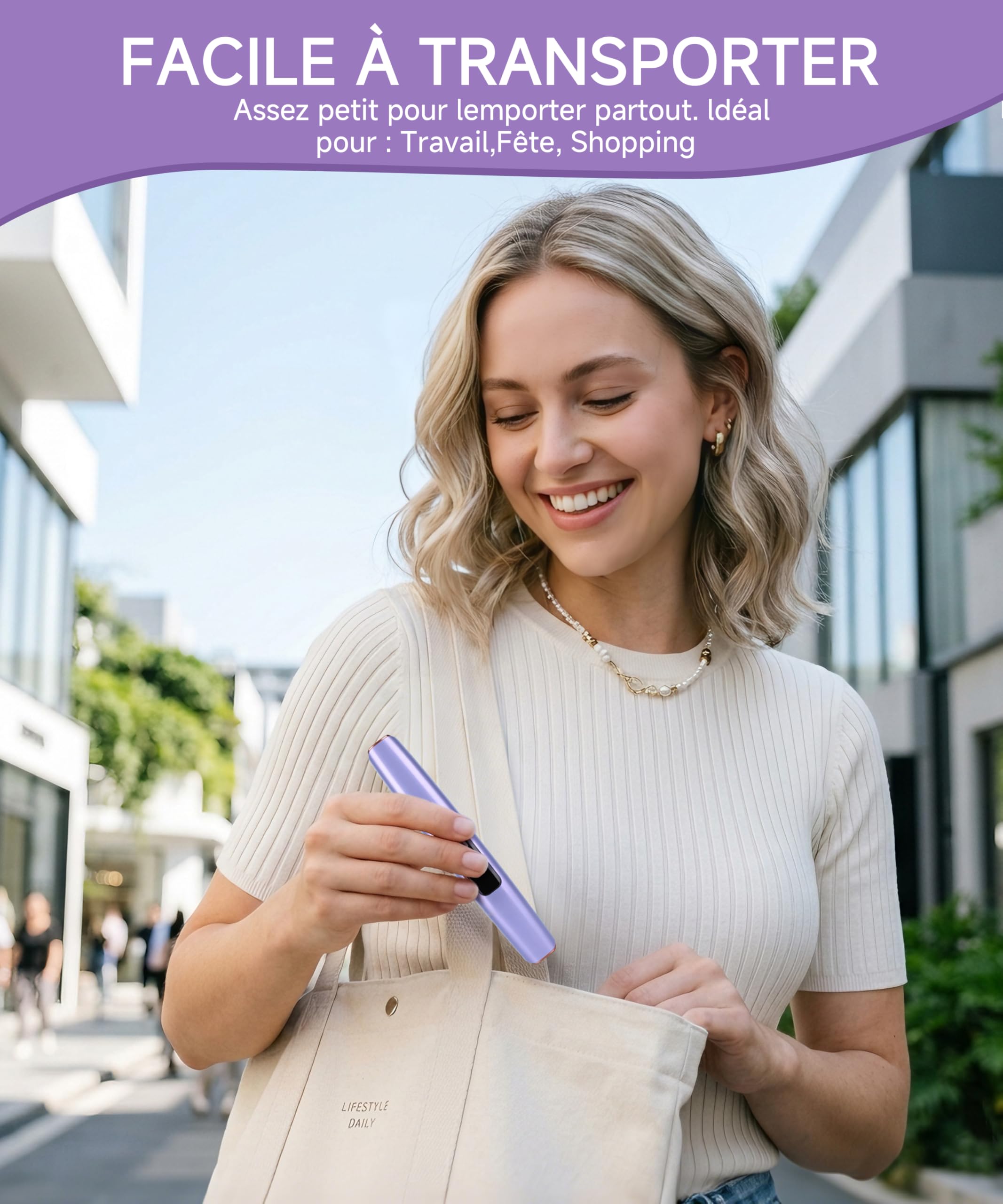 Recourbe-Cils Chauffant S800, LED, 6 Niv, USB-C, Violet/Or Rose | Obtenez une courbure parfaite et durable en 10s grâce à ce recourbe-cils chauffant à 6 températures et rechargeable USB-C.