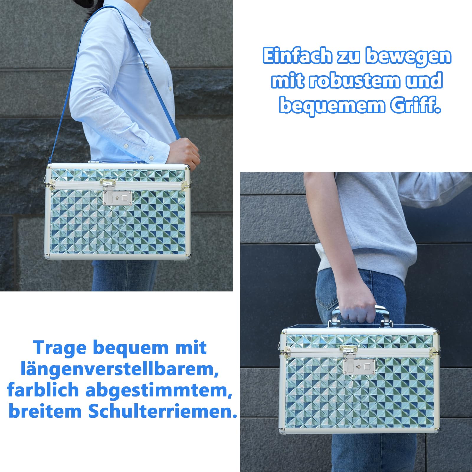 Caja de medicamentos con cerradura, caja vacía de primeros auxilios, caja de seguridad, caja versátil con cerradura para el hogar y al aire libre (azul, grande)