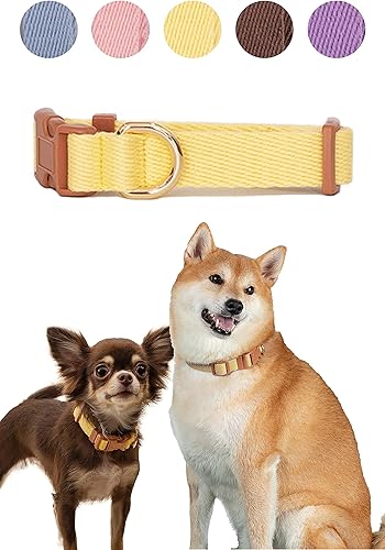 BODDLELANG Collares amarillos ajustables sin tirones para perros medianos y hembras, lindos collares para perros medianos, collar fuerte y mediano