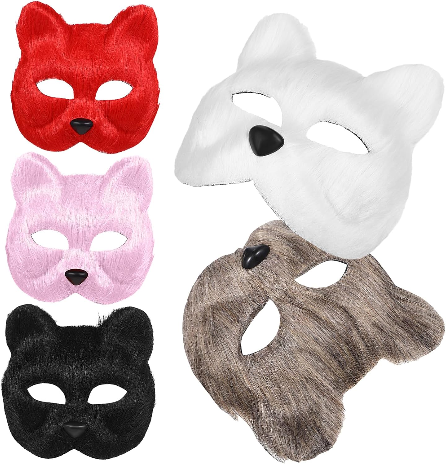 5pcs Party Mask Fly Mask Horse Animal Costume Cat Masks Bulk Jason Mask Cat Tail Costume Pup Mask Foxy Kitsune Mask Bunny Mask Simulation Fox Mask Plastic/362